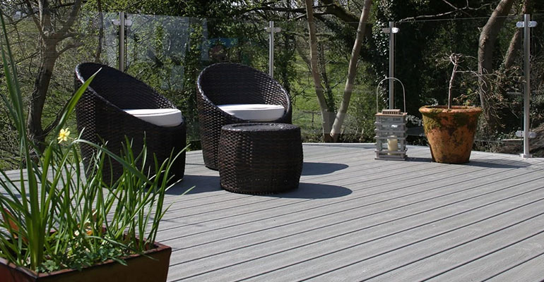 Grey composite decking