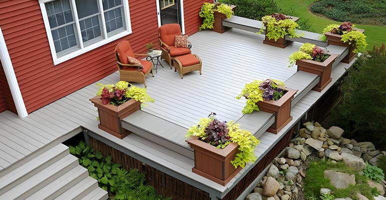 Built-in planters or railing planters