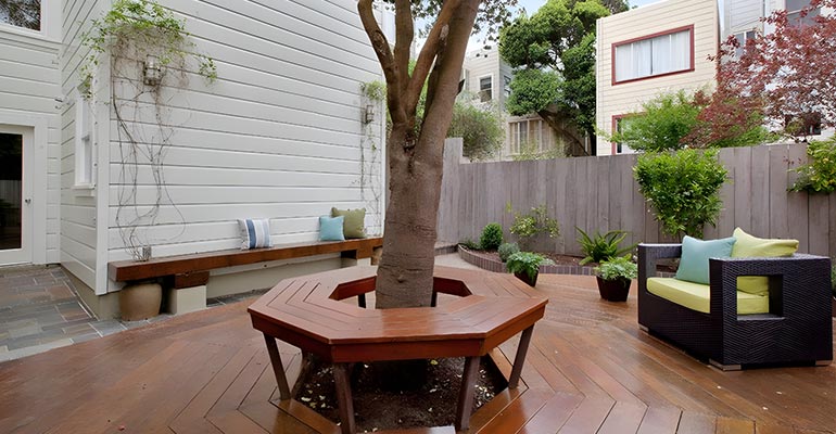 Deck Benches Surrounding Trees